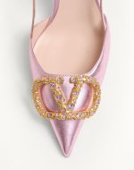 VLOGO SIGNATURE SLINGBACK PUMP IN LAMINATED NAPPA LEATHER 80MM - Image 3